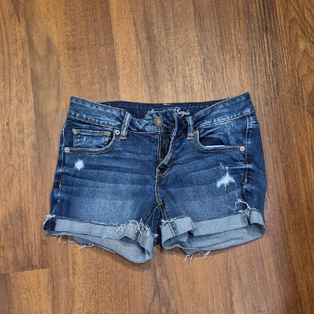 American Eagle Outfitters Blue Jean Shorts Cuffed Hem